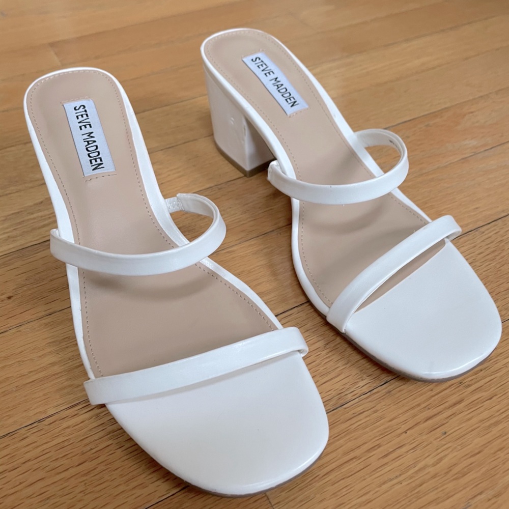 White Steve Madden Slides